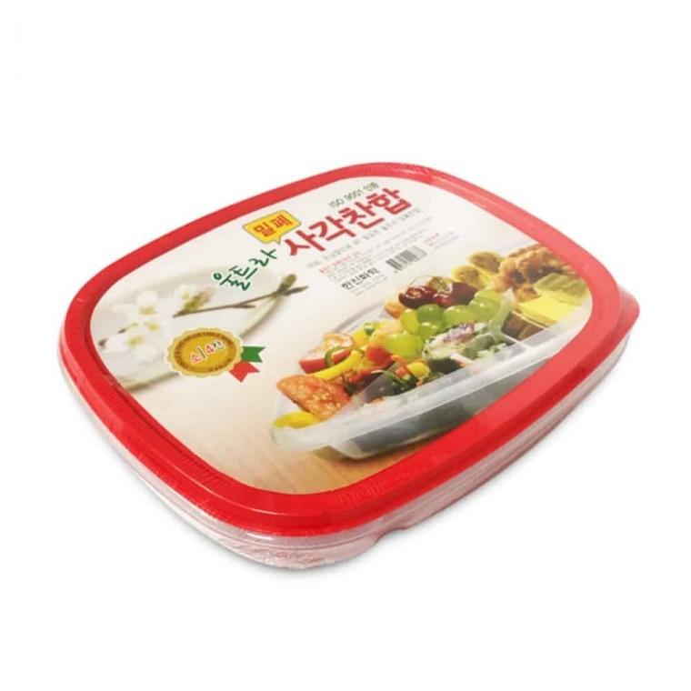 밀폐 사각찬합 소 4칸 밀폐반찬통 사각밀폐찬합