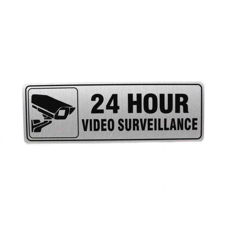 CCTV 24 시간 녹화중 표지판블랙