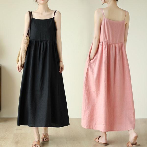 은창]데일리 스위트 레이어링 뷔스티에 원피스 여름 치마 면혼방 빅사이즈 원피스 루즈핏 퍼프 조끼 롱원피