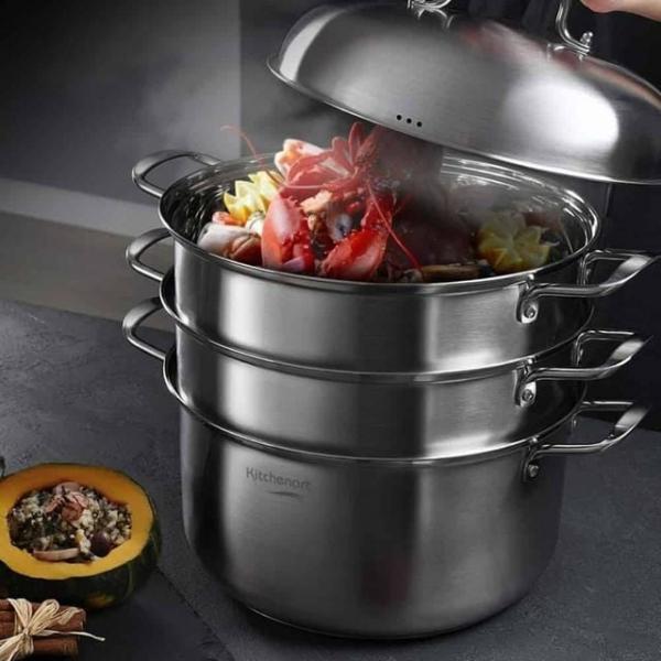 스텐 인덕션 3단찜솥 냄비 32cm 뚜껑있는냄비 가정용냄비