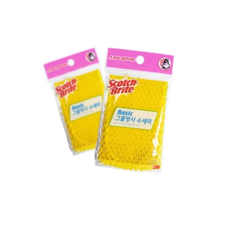 그물망사 수세미 베이직노랑 청소수세미 버블수세미