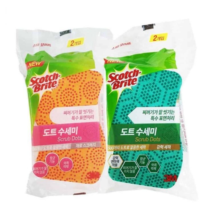 도트 수세미 2P 청소스폰지 청소스펀지
