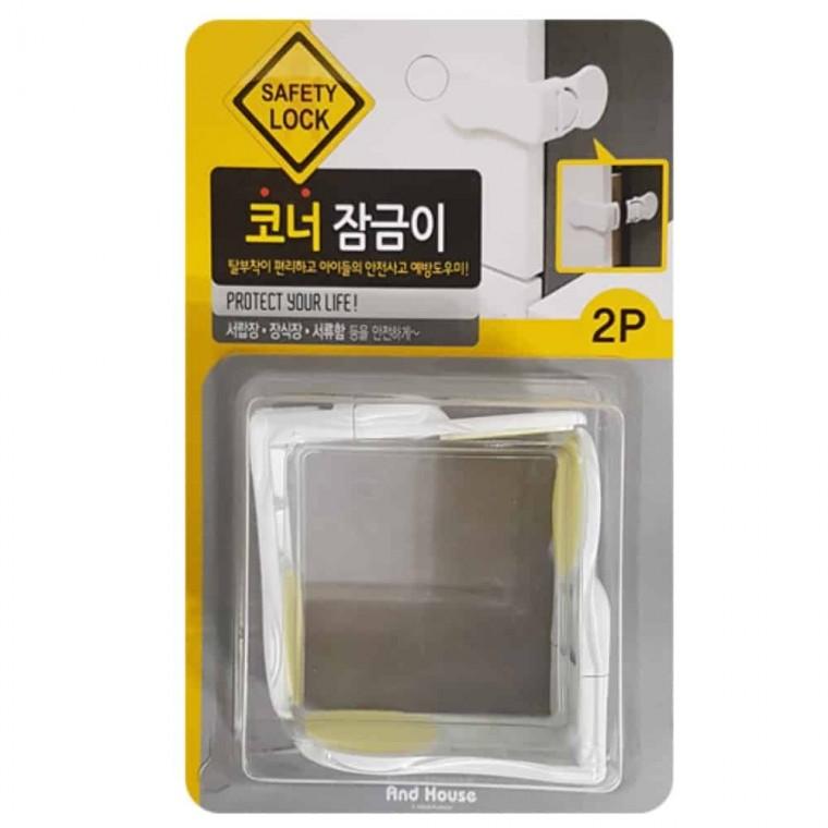 코너잠금이 2P 화이트 서랍장잠금장치 서랍안전장치