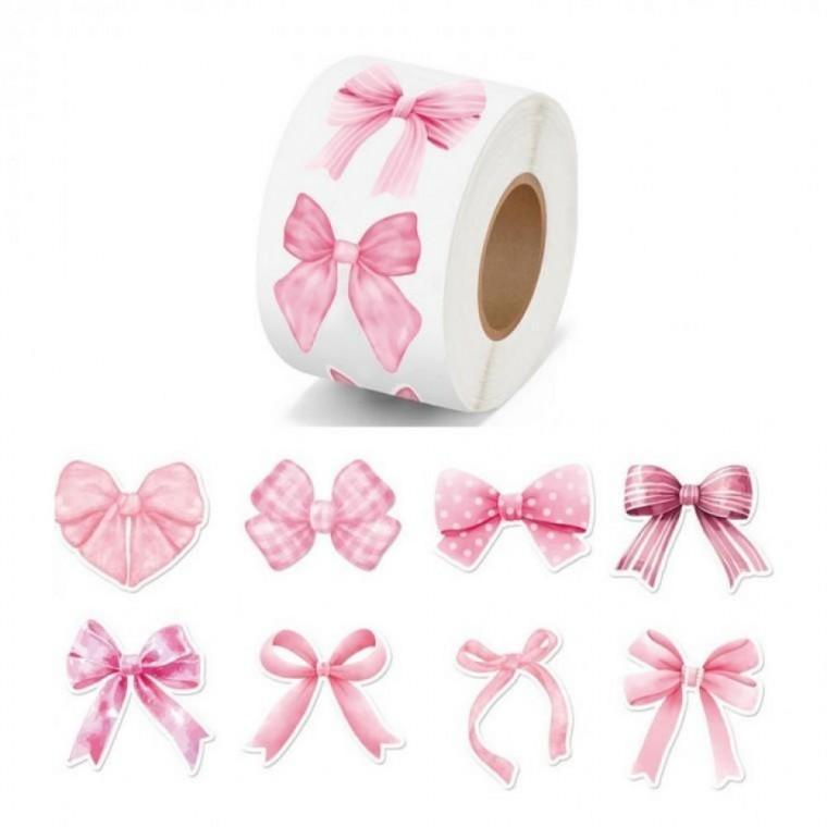 8종 핑크 리본 스티커2 포장 500pcs