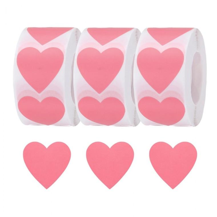 1500pcs 핑크 하트 스티커 3롤 세트 꾸미기 다꾸 S403-3