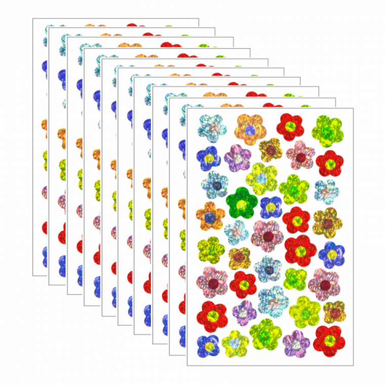 S-784 390pcs 레이저 홀로그램 꽃잎 스티커 꾸미기 10매