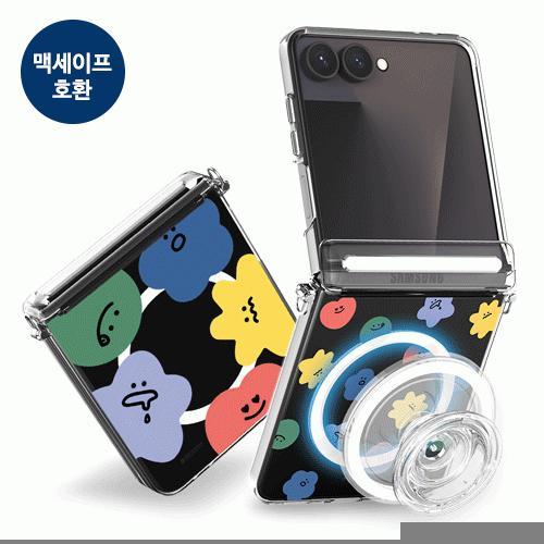 트라이코지 와글와글 패턴 오토 마그네틱 힌지 보호 클리어 하드 케이스 Z플립8(F776)플립7 플립6 플립5