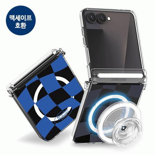 트라이코지 체커보드 오토 마그네틱 힌지 보호 클리어 하드 케이스 Z플립8(F776)플립7 플립6 플립5