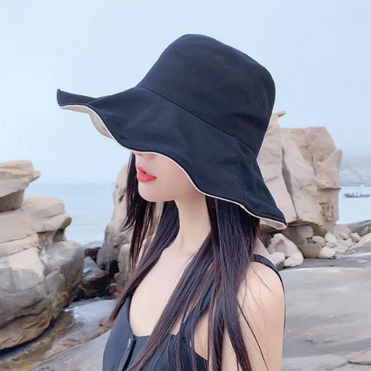햇빛가리개 여성 와이드챙 벙거지모자 버킷햇 양면