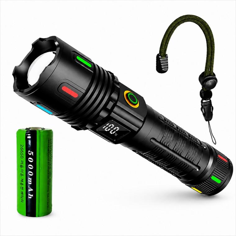 강력한집중광 LED 충전식 야외 줌 서치 라이트 랜턴 손전등 후레쉬 DJ57 26650배터리