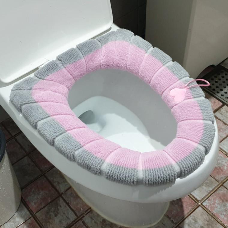극세사 원형 도넛 변기커버 핑크
