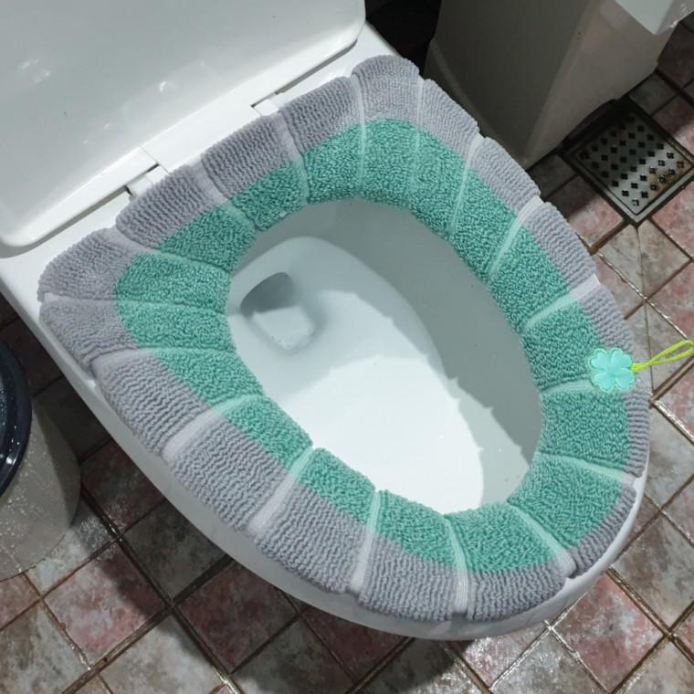 극세사 원형 도넛 변기커버 그린