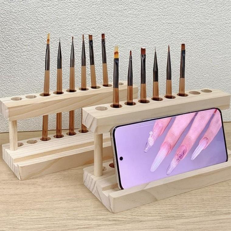 원목 브러쉬 거치대 브러쉬 홀더 받침대 정리대 보관함 펜꽂이 핸드폰거치대