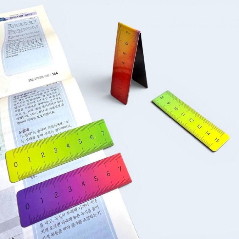 그라데이션 자 겸용 자석 북마크 4P 1SET