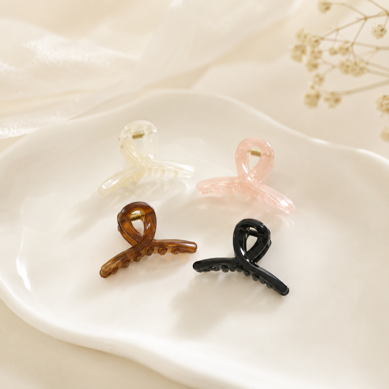 꼬임 리본 미니 헤어 집게핀 4.5cm 4컬러