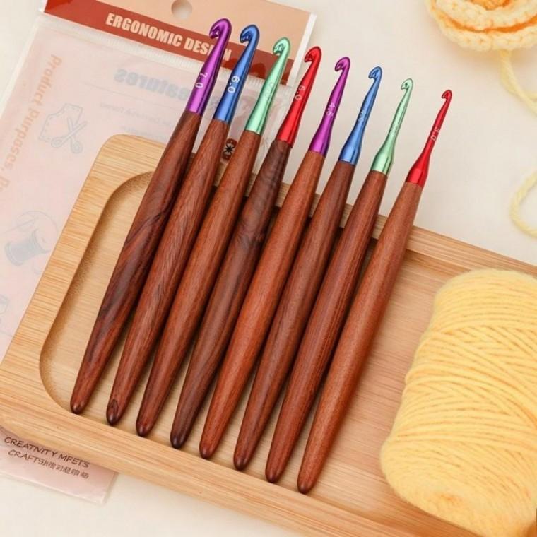컬러 원목 코바늘 단품 3호 4호 5호 6호 7호 뜨개바늘 뜨개질도구