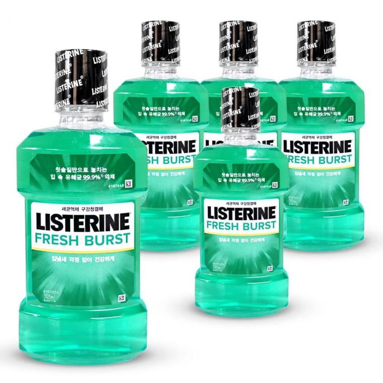리스테린 후레쉬버스트 스피어 민트향 입냄새제거 구강청결제 가글 250ml 5개