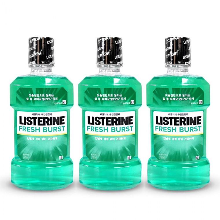 리스테린 후레쉬버스트 스피어 민트향 입냄새제거 구강청결제 가글 250ml 3개