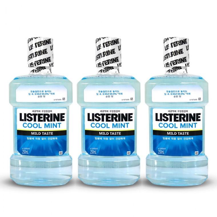 리스테린 쿨민트 마일드 순한 입냄새제거 구강청결제 가글 250ml 3개
