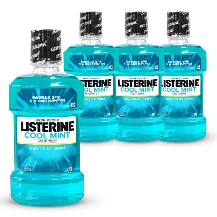 리스테린 쿨민트 입냄새제거 구강청결제 가글 250ml 4개