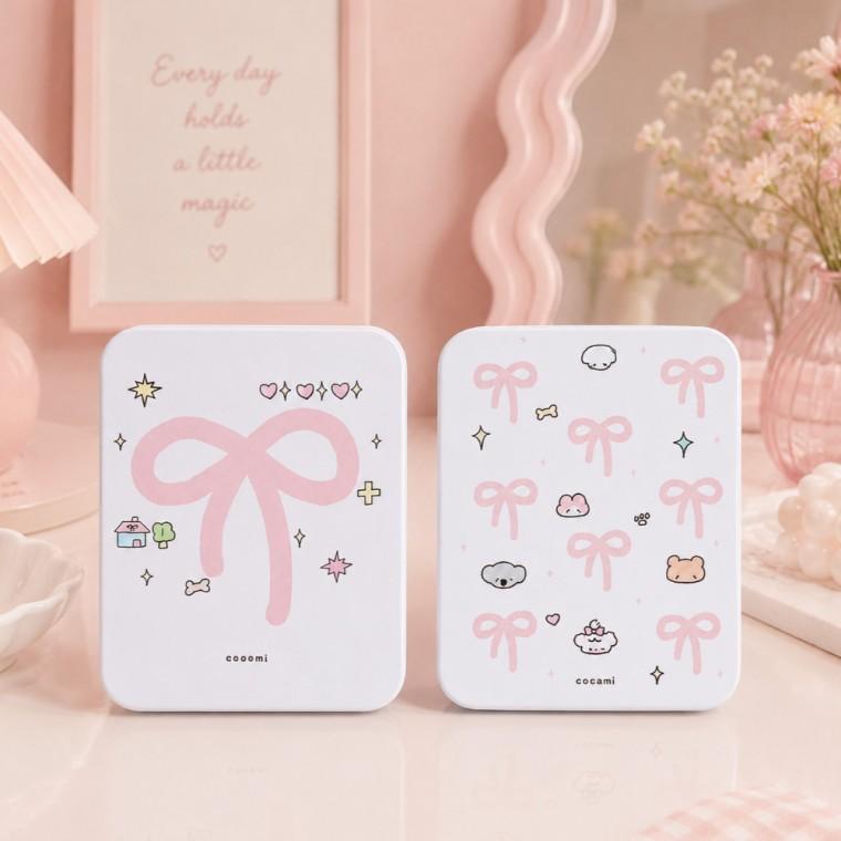러블리 리본 포인트 사각 틴케이스 2종