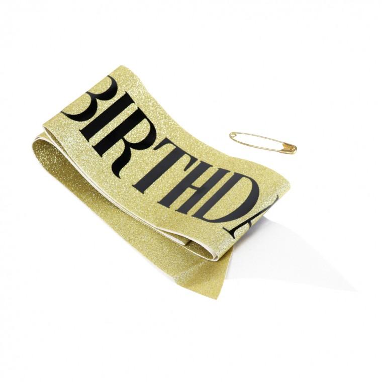 생일 축하 어깨띠 골드