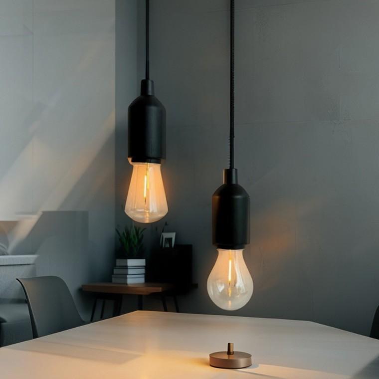 블랙 LED 팬던트 캠핑 차박 무드등 당기는전구 2종