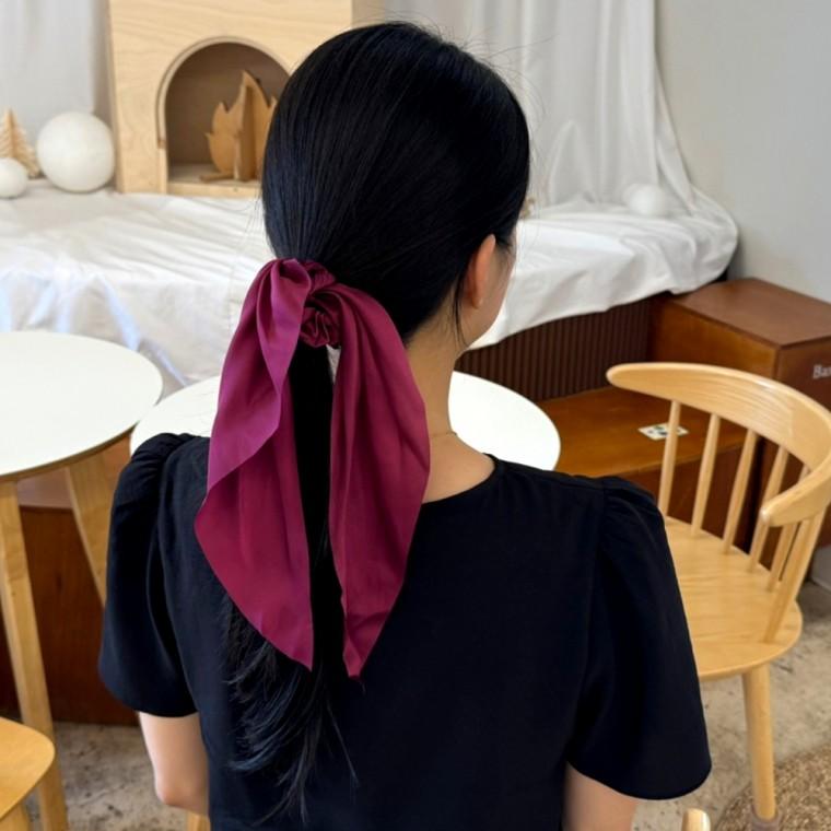 리본 스카프 곱창머리끈 와인레드