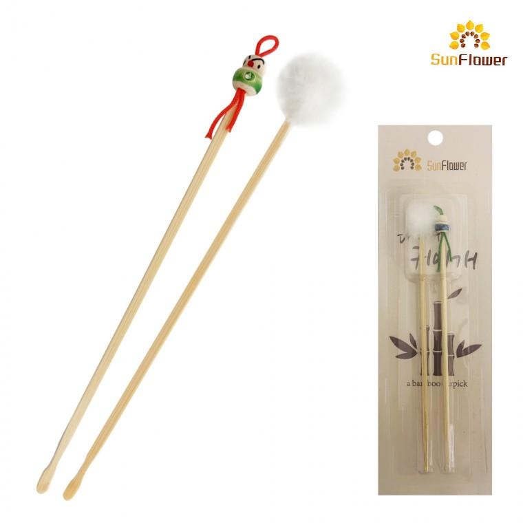 대나무 귀이개세트2p (17cm) 귀후비개 뽀송털 귀청소