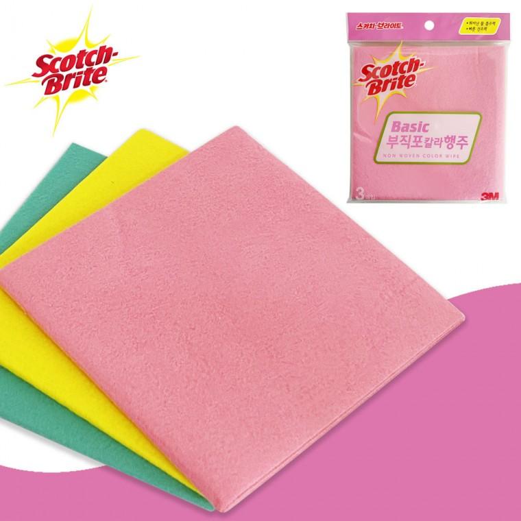 3M Basic 부직포 칼라행주(3매입)38x38 클린행주 세차