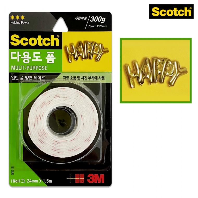 f3M 일반 양면테이프(다용도 폼 GN215) 24X 1.5M 접착