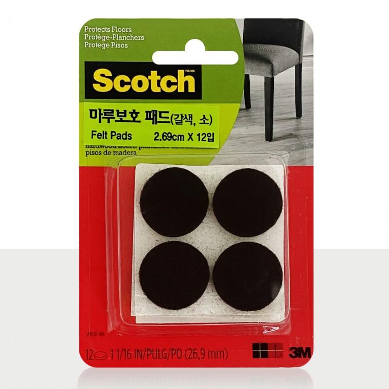3M 마루보호 패드(갈색 소 12입) 마루긁힘 소음방지