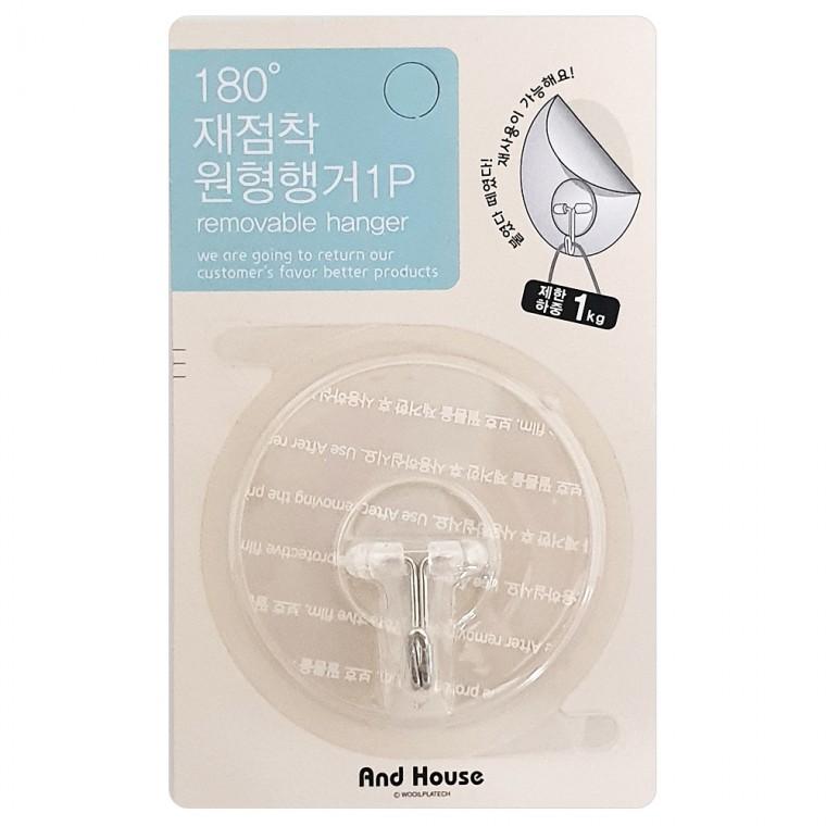 우일 180도 재점착 행거 (원형 8106 투명1p) 부착고리
