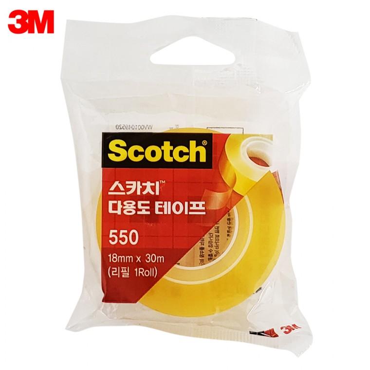 3M 스카치 다용도 테이프(18mmX30m 리필1롤) 접착 550