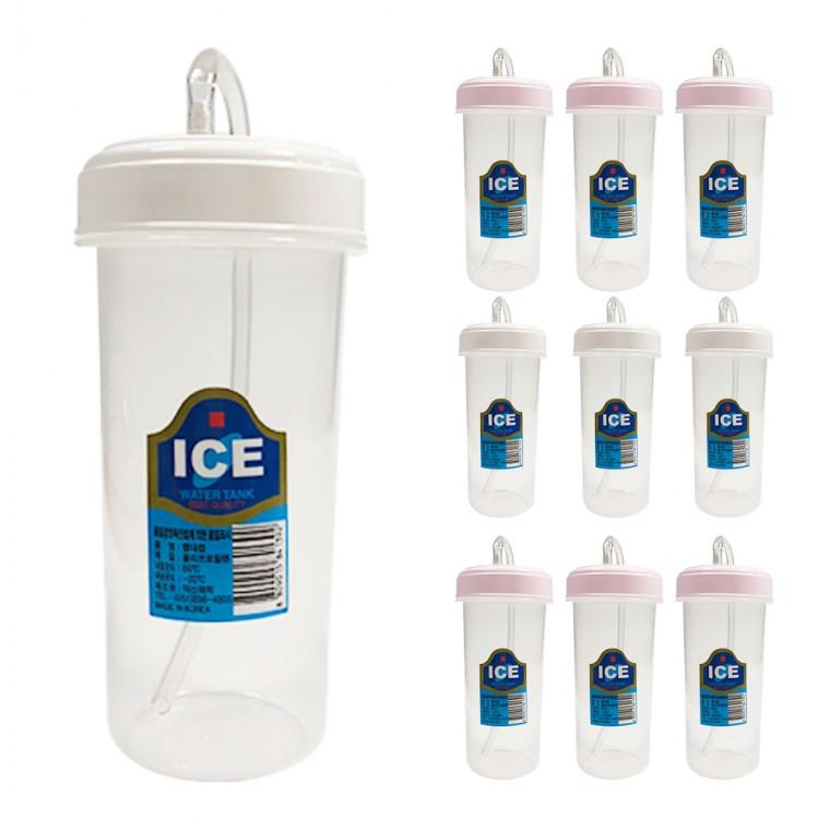 덕신 빨대컵(300ml)x(10개)병원물컵 빨대물병 환자용 PP빨대