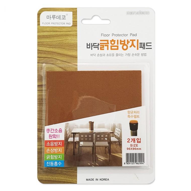 마루 바닥긁힘방지 패드(사각 2P) 96x96mm 소음방지