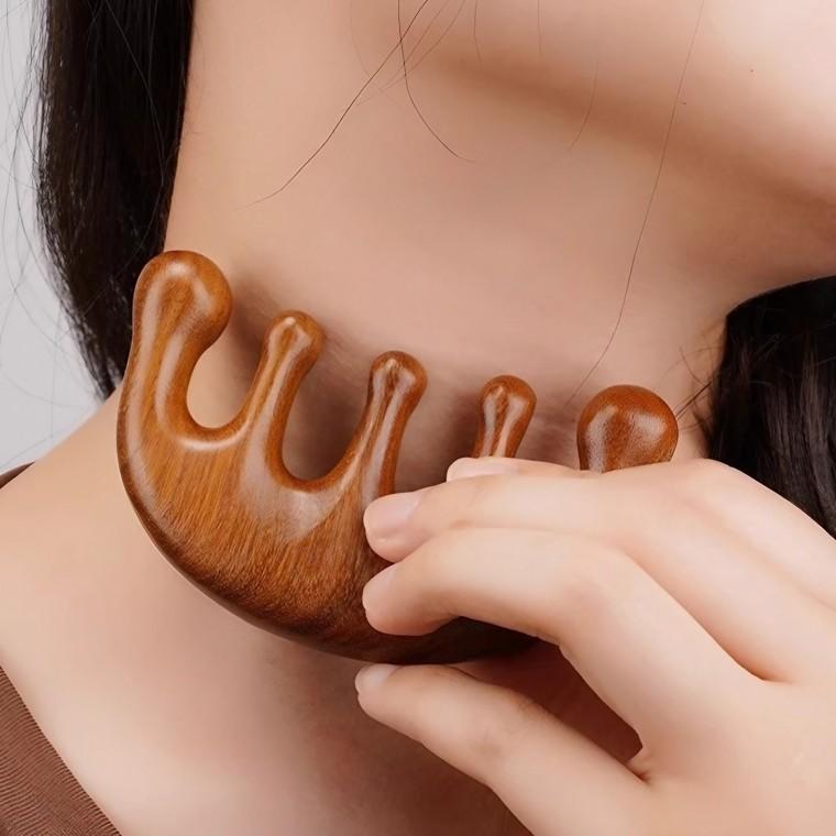 두피 순환관리 괄사 우드 두피 마시지기 E타입