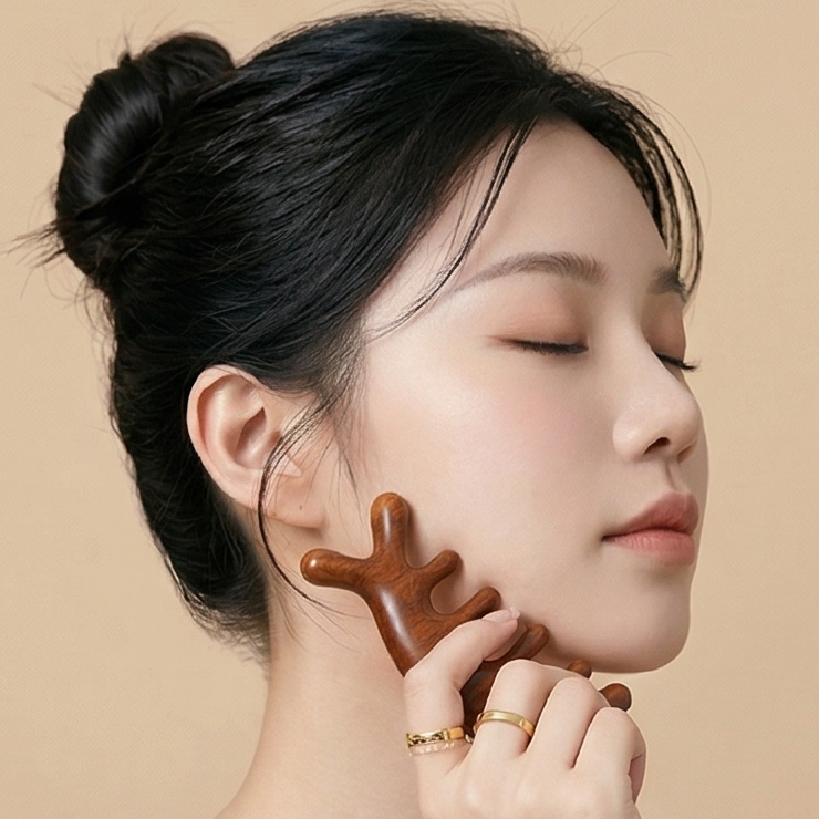 두피 순환관리 괄사 우드 두피 마시지기 D타입