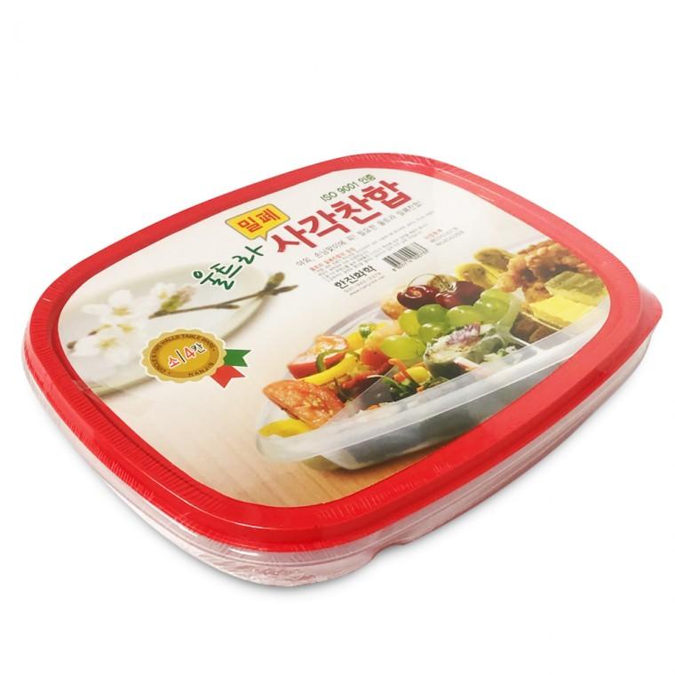 한진 울트라 밀폐 사각 찬합(소4칸) 반찬통 사각반찬통