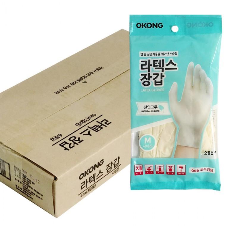 오공 라텍스 장갑3켤레 x1박스(4개)니트릴장갑 일회용