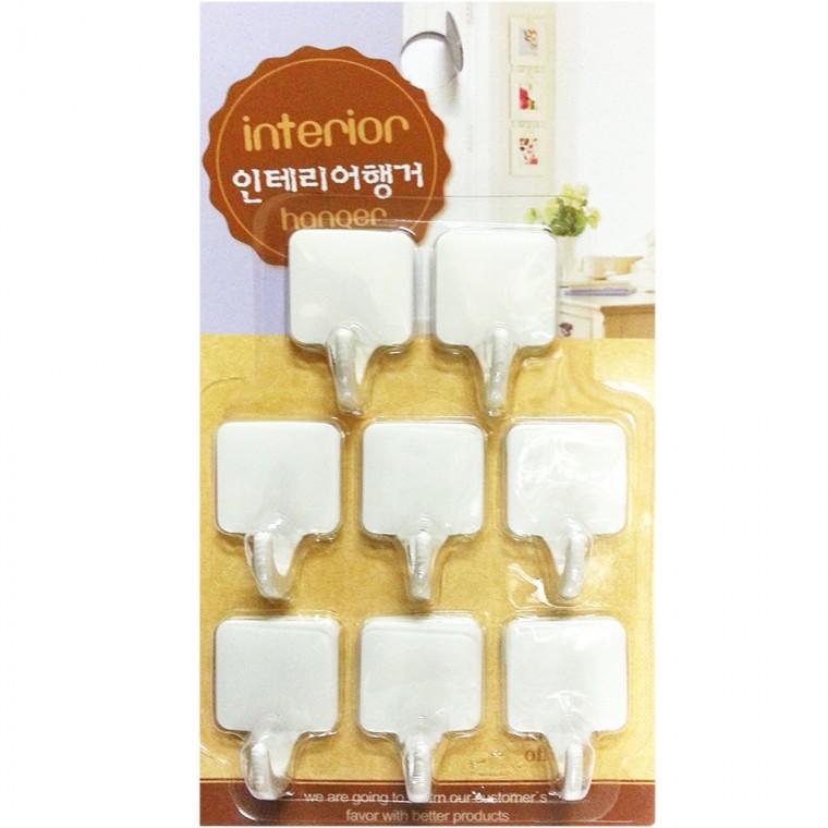 우일 꼬마 네모행거8P (화이트) 접착식걸이 후크