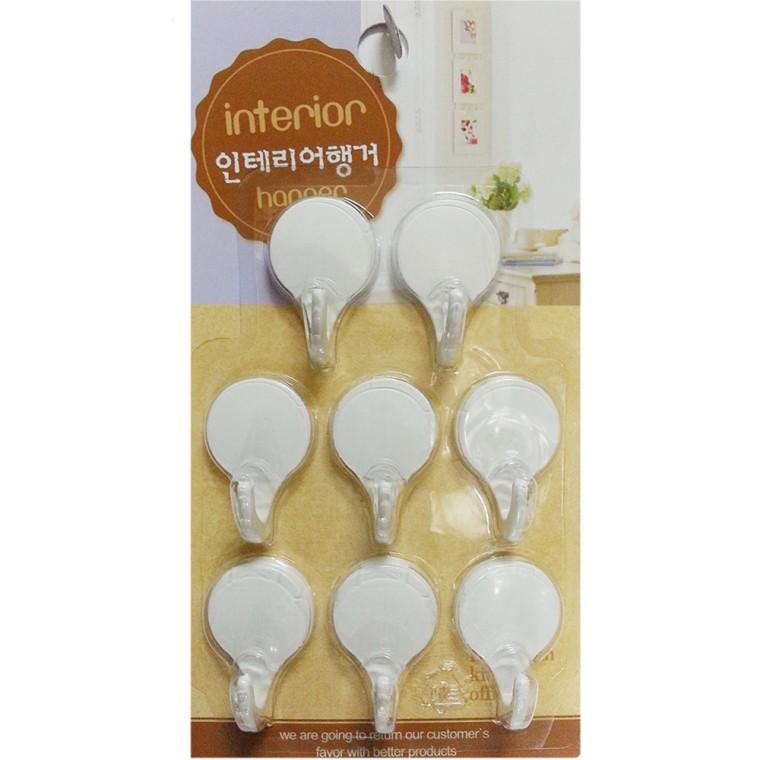 우일 꼬마 원형행거8p (화이트) 접착식걸이 후크