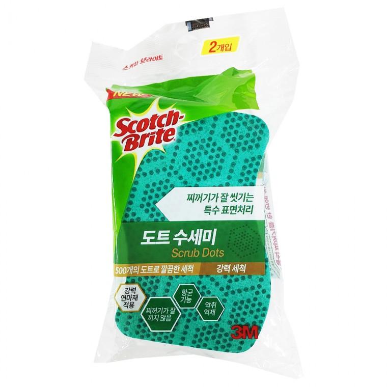 3M 도트 수세미 2P (강력세척) 설거지 찌든때 제거