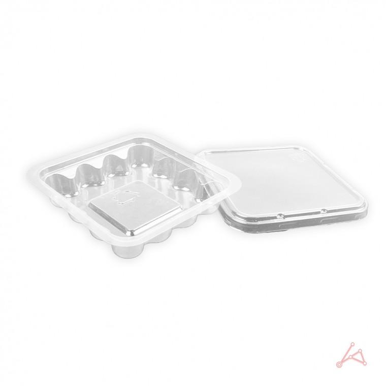 투명 정사각 소분용기 1p (뚜껑포함) 100g