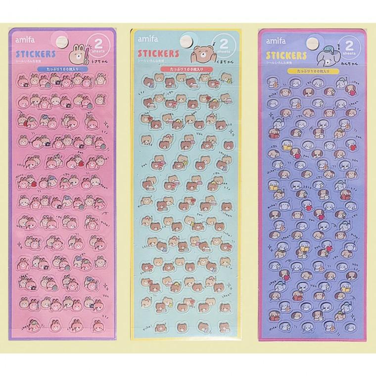 아미파 미니 캐릭터 곰 토끼 강아지 시트 스티커 다꾸 달력 먼슬리 대용량 100P