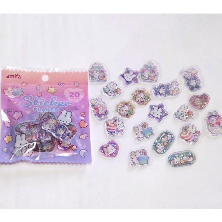 아미파 반짝반짝 플레이크씰 애니멀 플레이크 조각 스티커 20P 다꾸
