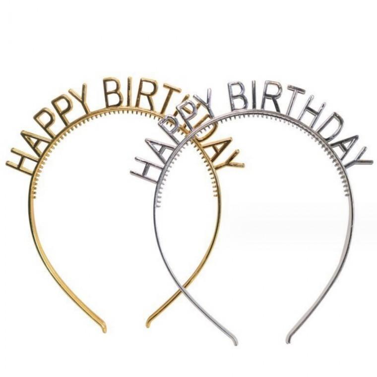 생일 축하 파티 머리띠 헤어밴드 소품 실버