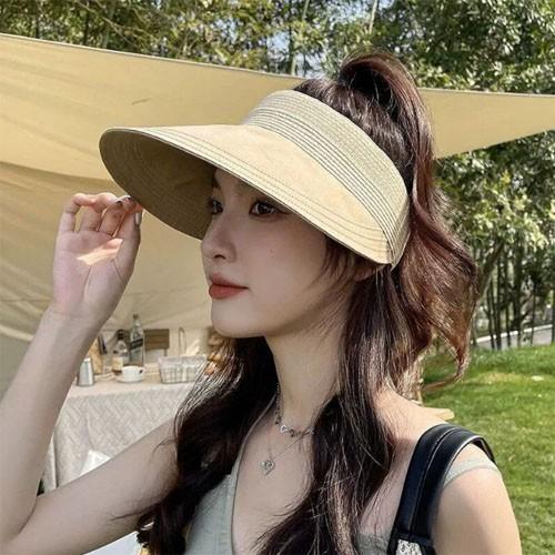 은창]코튼챙 러블리 밀짚 밴드 선캡 모자 썬캡 여름 밀짚 왕골 나들이 여성 성인 여자 햇빛 벙거지 사파