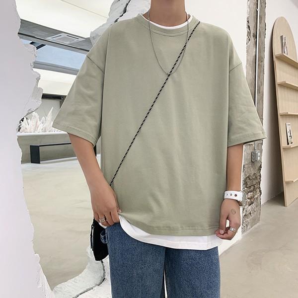 라운드넥 무지 티셔츠 레이어드 반팔 7컬러 티 남성