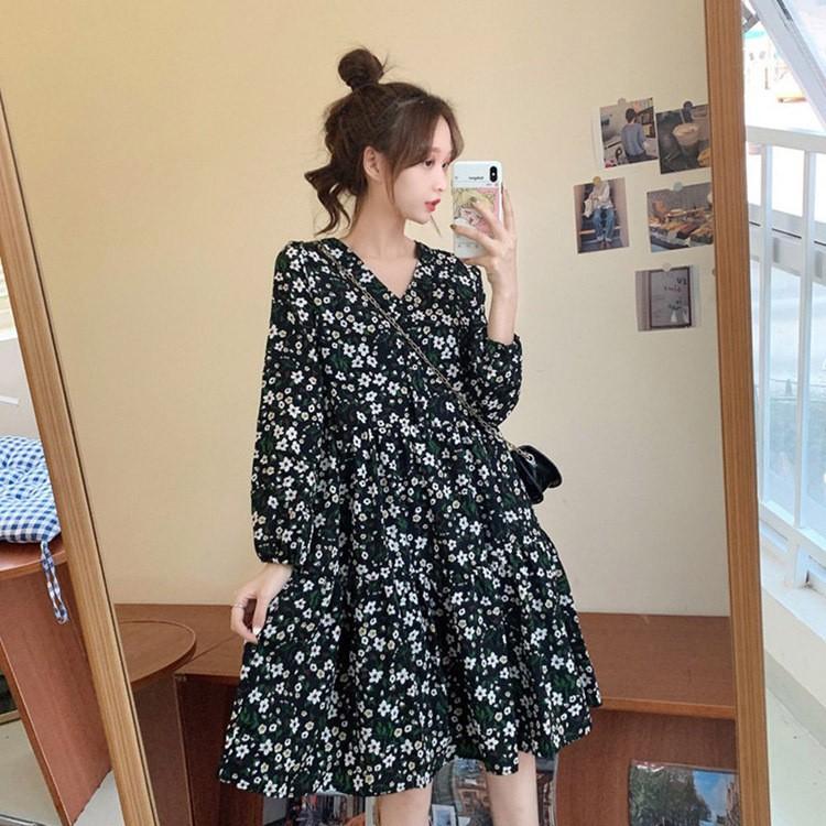 여친룩 예쁜꽃무늬 원피스 플라워 브이넥 모임룩 셔링